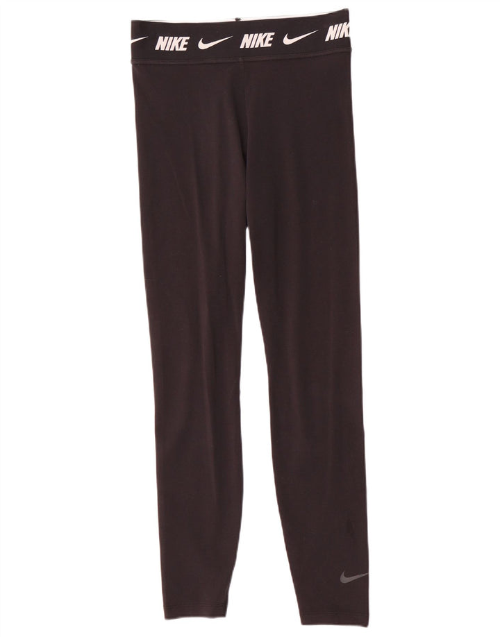 Nike Womens Graphic Leggings UK 10 Small Black Cotton
