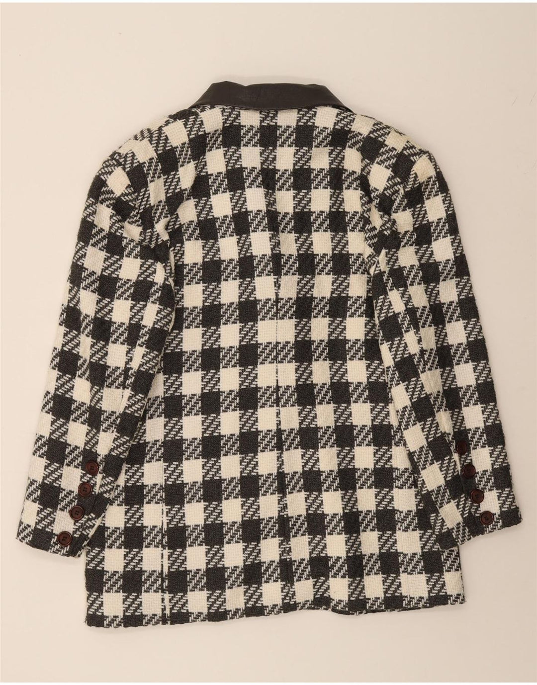 VINTAGE Womens 3 Button Blazer Jacket UK 14 Large Black Check Vintage Vintage and Second-Hand Vintage from Messina Hembry 