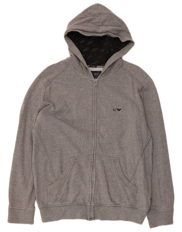 Armani Jeans Mens Zip Hoodie Sweater Medium Grey Cotton