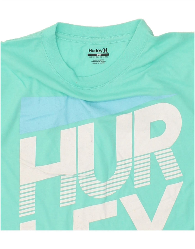 HURLEY Boys Graphic T-Shirt Top 13-14 Years Turquoise Cotton | Vintage Hurley | Thrift | Second-Hand Hurley | Used Clothing | Messina Hembry 