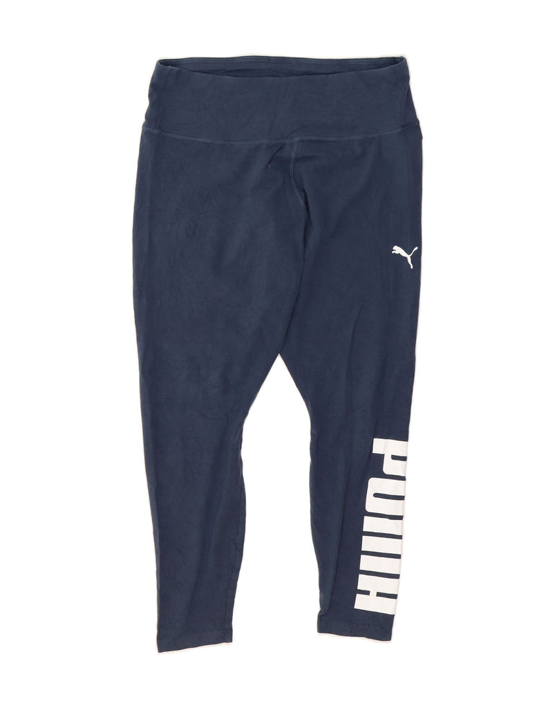 PUMA Womens Graphic Leggings UK 18 XL  Navy Blue Cotton Vintage Puma and Second-Hand Puma from Messina Hembry 