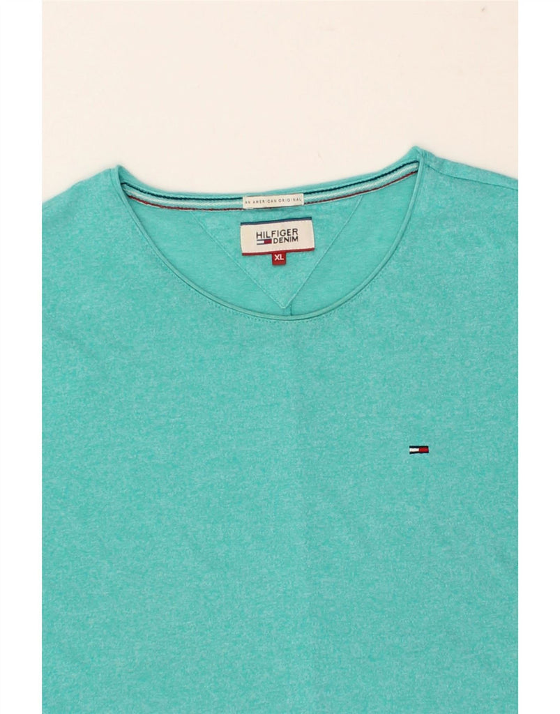 TOMMY HILFIGER Womens T-Shirt Top UK 18 XL Turquoise Flecked Cotton Vintage Tommy Hilfiger and Second-Hand Tommy Hilfiger from Messina Hembry 