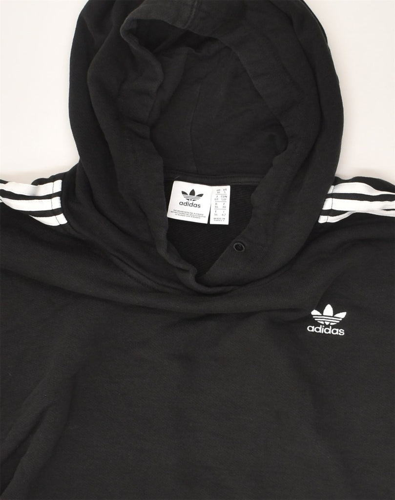 ADIDAS Womens Crop Hoodie Jumper UK 10 Small  Black Cotton | Vintage Adidas | Thrift | Second-Hand Adidas | Used Clothing | Messina Hembry 