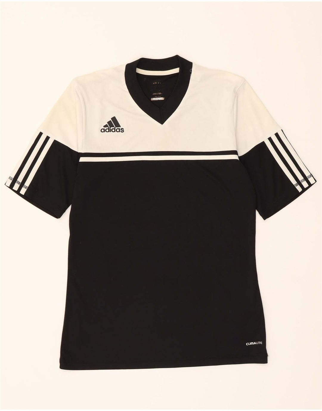 ADIDAS Mens T-Shirt Top Small Black Colourblock Polyester Vintage Adidas and Second-Hand Adidas from Messina Hembry 