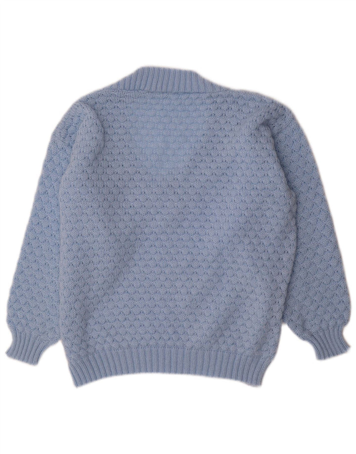 C & A Womens Oversized V-Neck Jumper Sweater UK 14 Medium Blue Acrylic