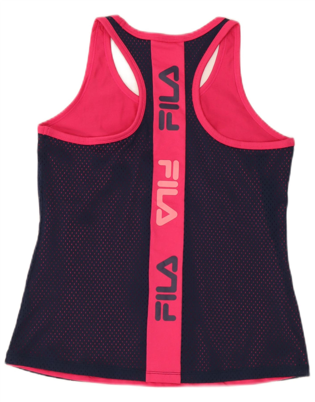 Fila Womens Graphic Vest Top UK 12 Medium Navy Blue Colourblock Polyester
