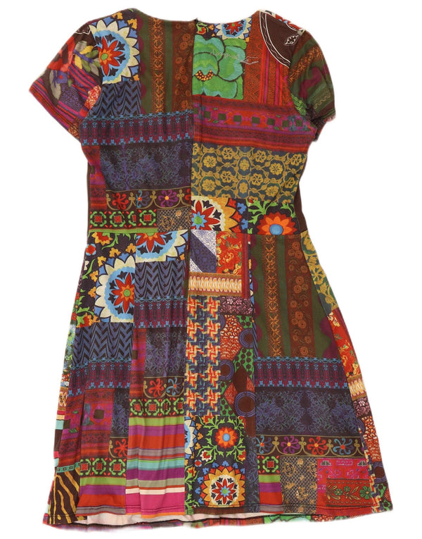 Desigual Womens Graphic A-Line Dress UK 14 Large Multicoloured Patchwork