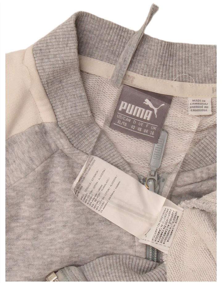 Puma Womens Tracksuit Top Jacket UK 16 Large Grey Colourblock Cotton