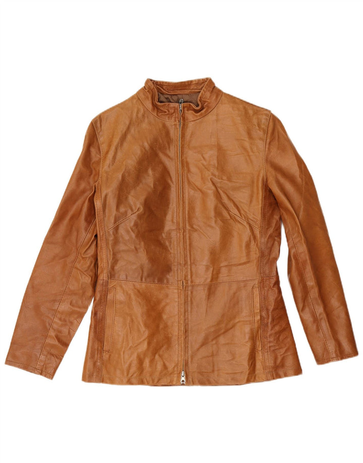Bayside Womens Leather Jacket UK 10 Small Brown Leather