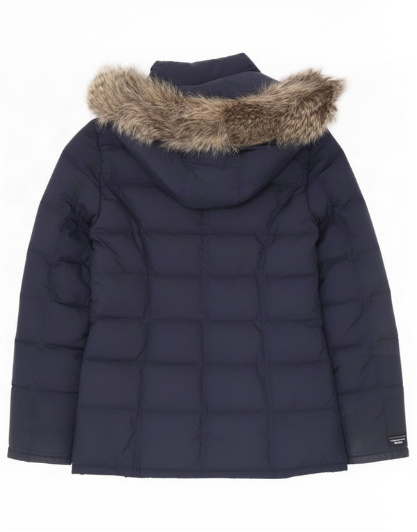 Tommy Hilfiger Womens Hooded Padded Jacket UK 10 Small Navy Blue Polyester