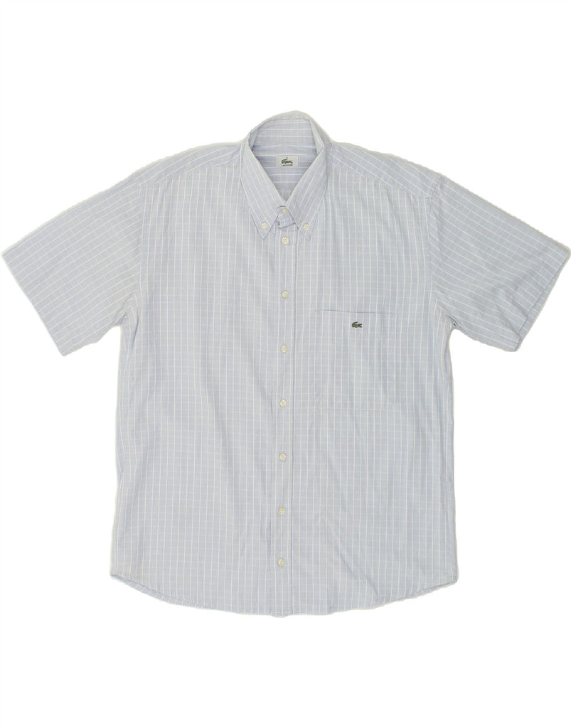 LACOSTE Mens Short Sleeve Shirt Size 3 Small Blue Check | Vintage Lacoste | Thrift | Second-Hand Lacoste | Used Clothing | Messina Hembry 