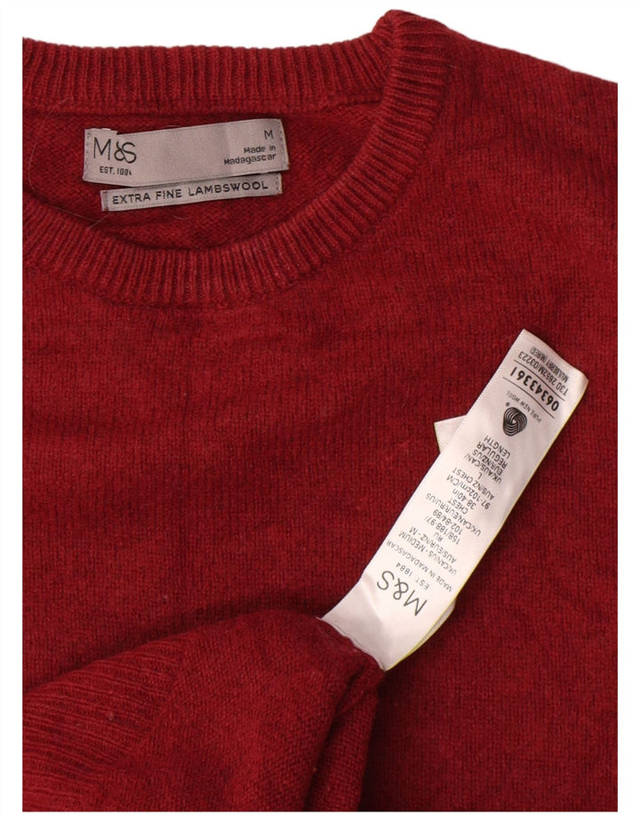 Marks & Spencer Mens Crew Neck Jumper Sweater Medium Red Wool