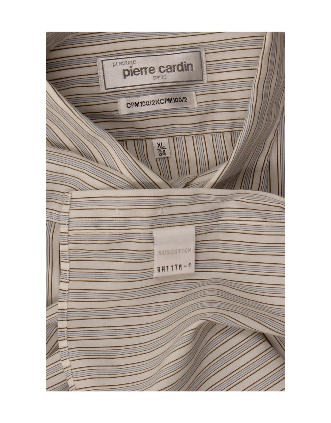 Pierre Cardin Mens Shirt XL Blue Striped Cotton