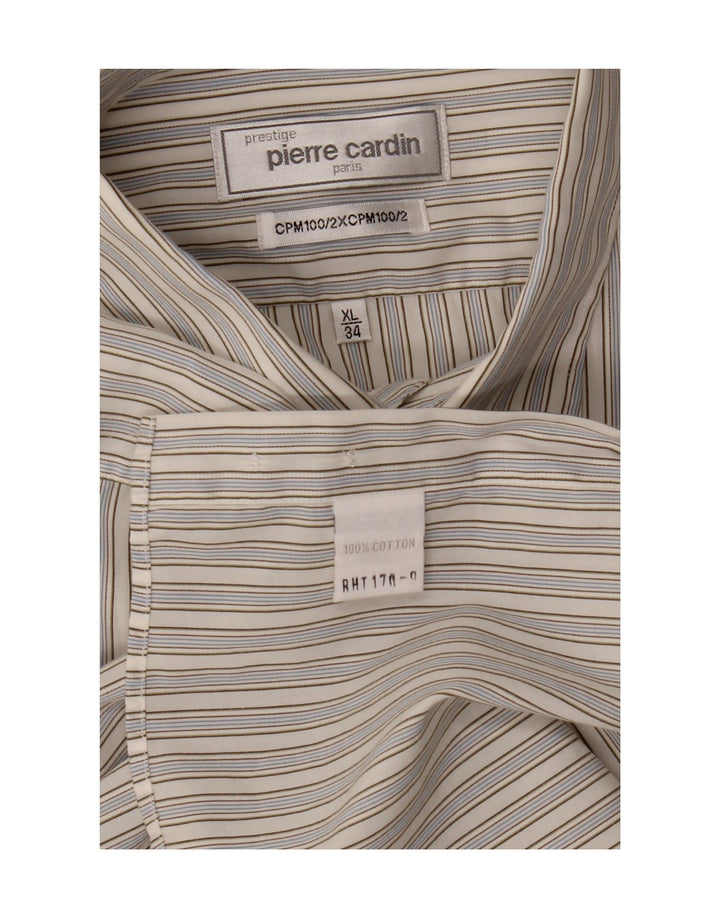 Pierre Cardin Mens Shirt XL Blue Striped Cotton