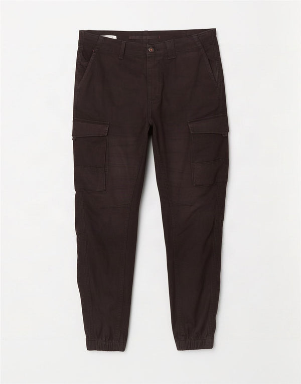 Jack & Jones Mens Paul Tapered Joggers Cargo Trousers W33 L32 Black Cotton