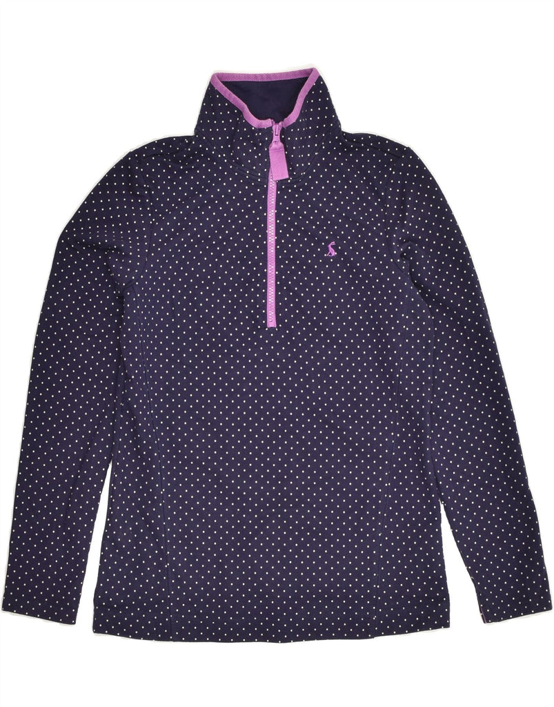 JOULES Womens Zip Neck Sweatshirt Jumper UK 10 Small  Purple Polka Dot | Vintage Joules | Thrift | Second-Hand Joules | Used Clothing | Messina Hembry 