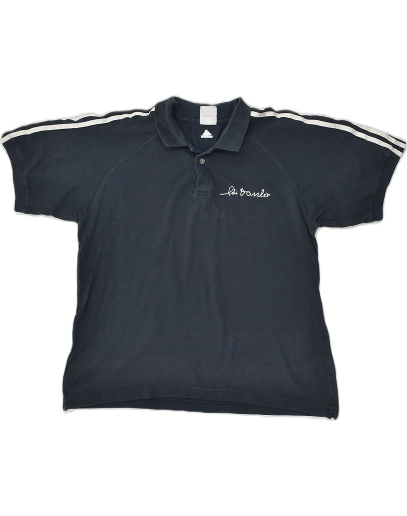 ADIDAS Mens Polo Shirt UK 44/46 Large Navy Blue Cotton | Vintage Adidas | Thrift | Second-Hand Adidas | Used Clothing | Messina Hembry 