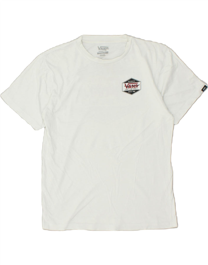 VANS Boys Classic Fit Graphic T-Shirt Top 12-13 Years Large  White Cotton | Vintage Vans | Thrift | Second-Hand Vans | Used Clothing | Messina Hembry 