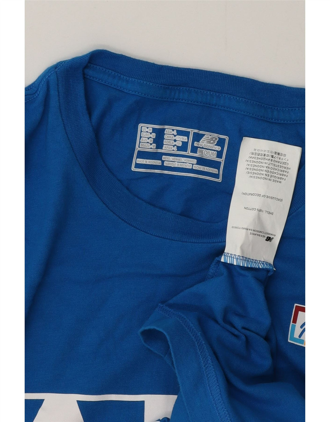 NEW BALANCE Mens Graphic T-Shirt Top Medium Blue Cotton