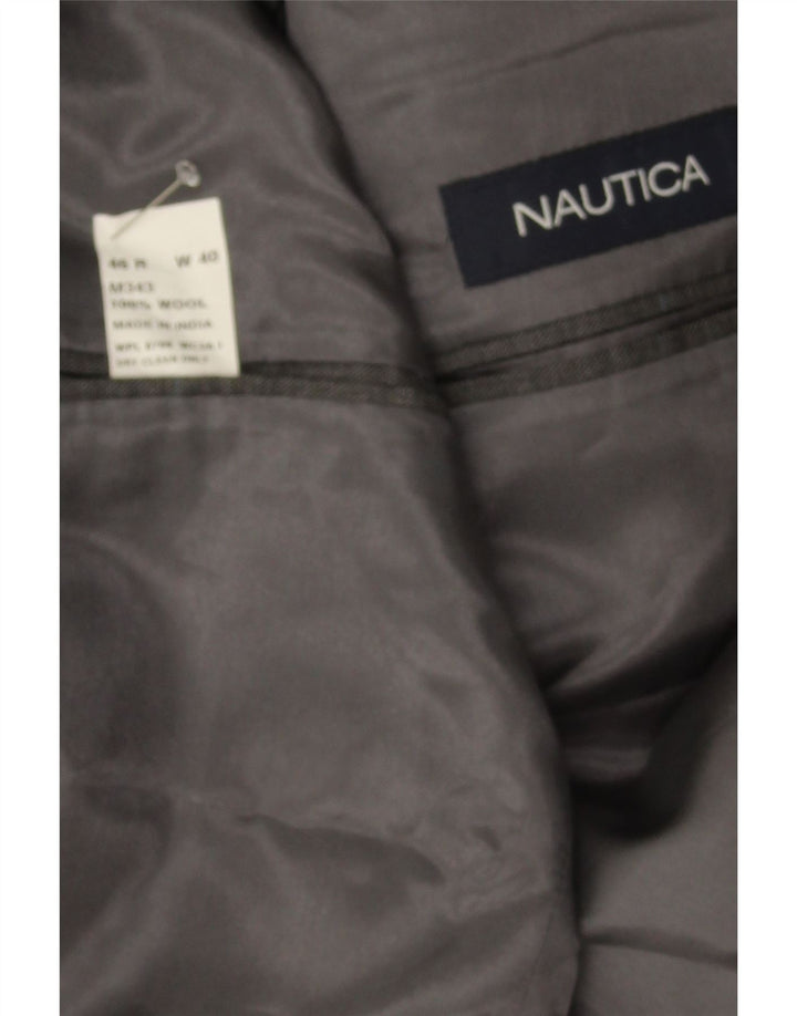 NAUTICA Mens 2 Button Blazer Jacket UK 46 3XL Grey Check Wool Vintage Nautica and Second-Hand Nautica from Messina Hembry 