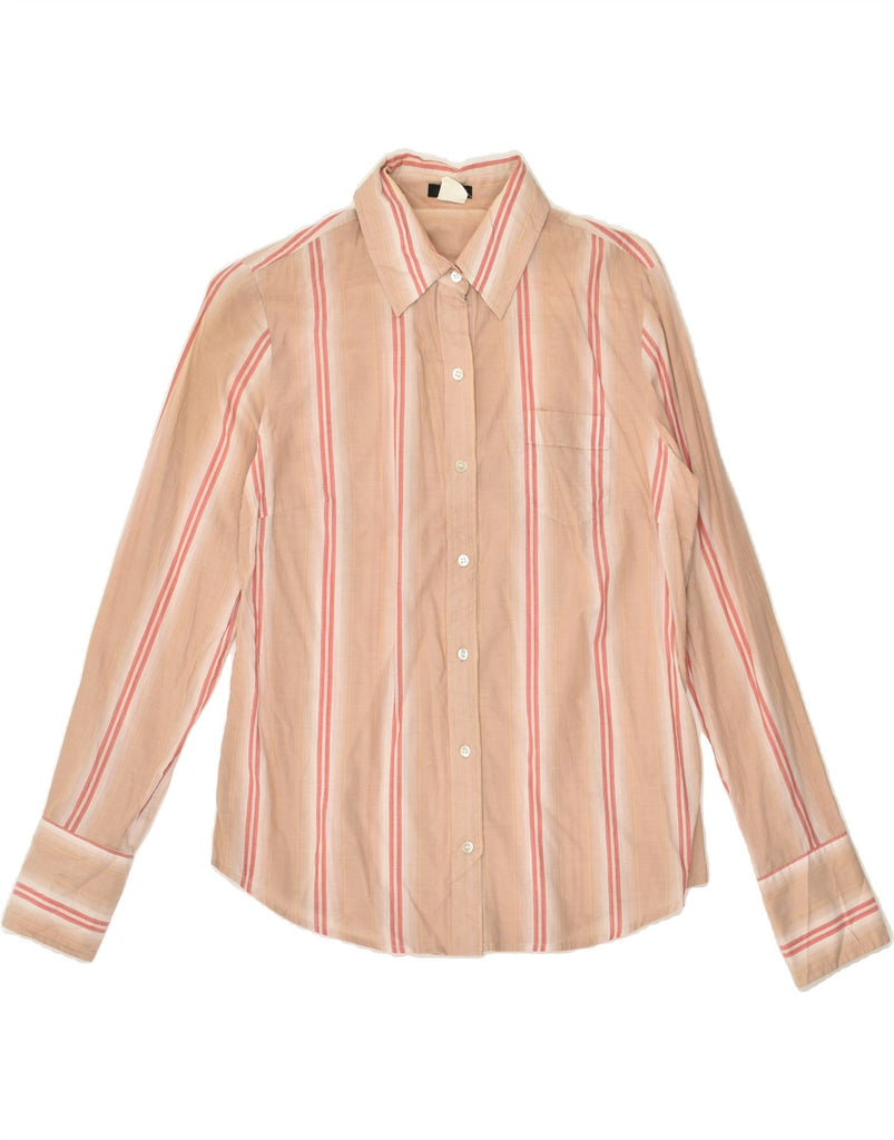 J. CREW Womens Shirt UK 10 Small Beige Striped Cotton | Vintage J. Crew | Thrift | Second-Hand J. Crew | Used Clothing | Messina Hembry 