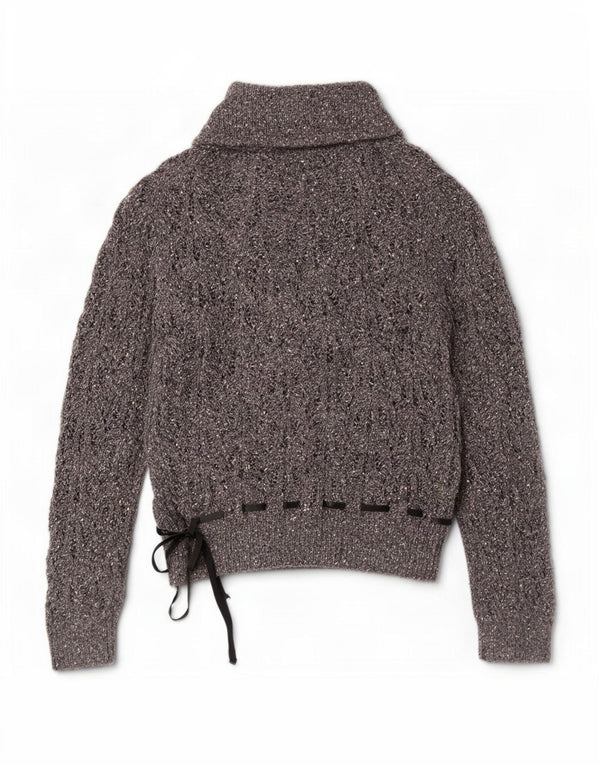 Max Mara Womens Weekend Shawl Neck Jumper Sweater UK 18 XL Grey Flecked