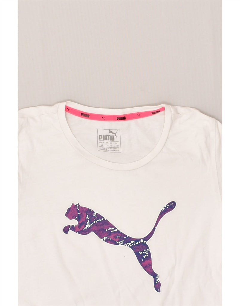 PUMA Girls Graphic T-Shirt Top 11-12 Years White Cotton | Vintage Puma | Thrift | Second-Hand Puma | Used Clothing | Messina Hembry 