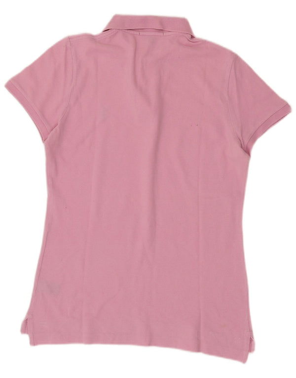 Ralph Lauren Womens Skinny Polo Shirt UK 12 Medium Pink Cotton