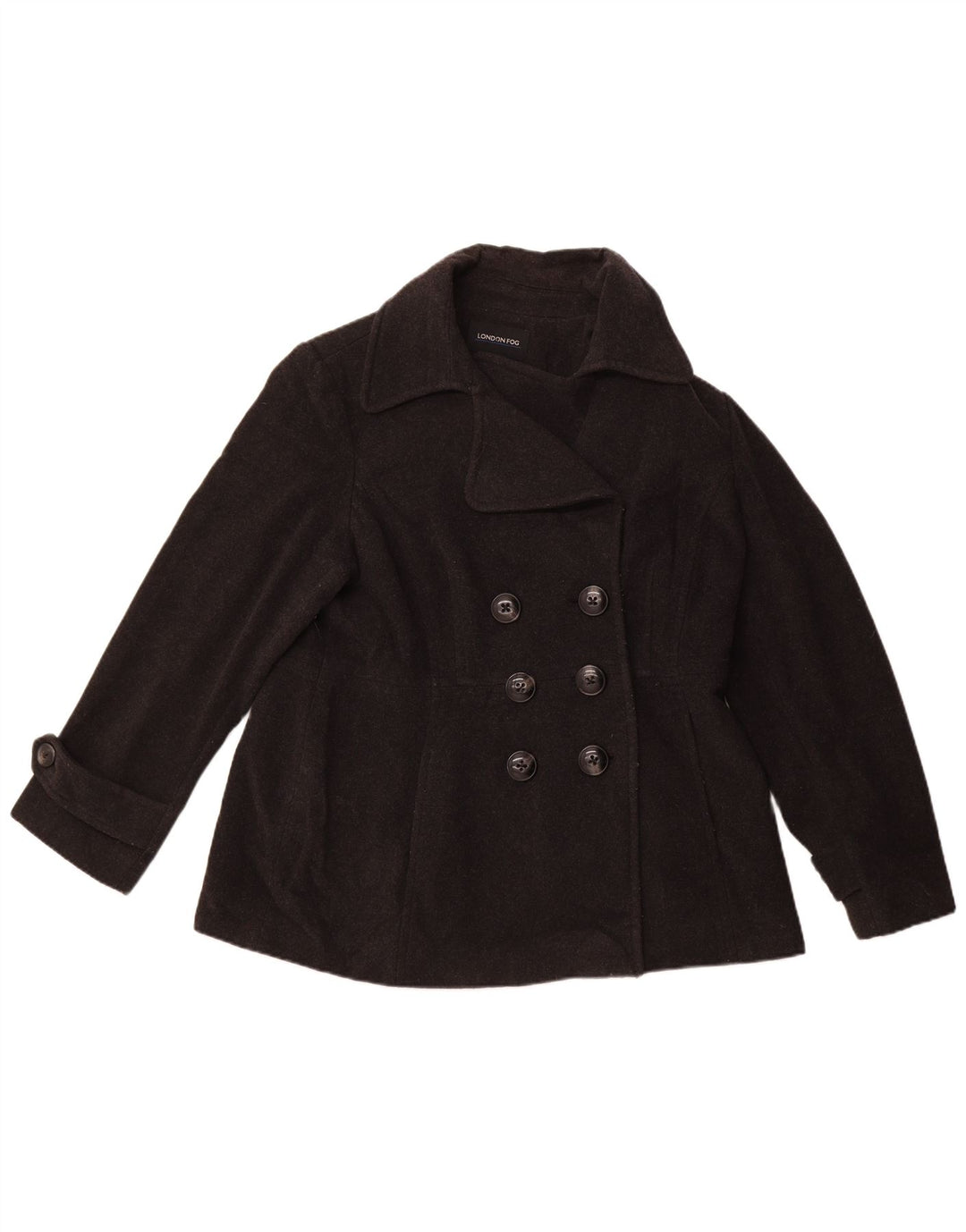 LONDON FOG Womens Pea Coat UK 18 XL Black Wool