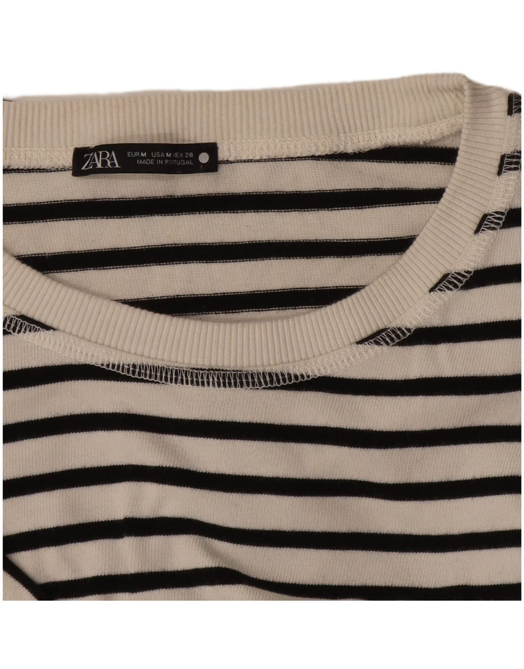 Zara Womens Top Long Sleeve UK 14 Medium White Striped Nautical