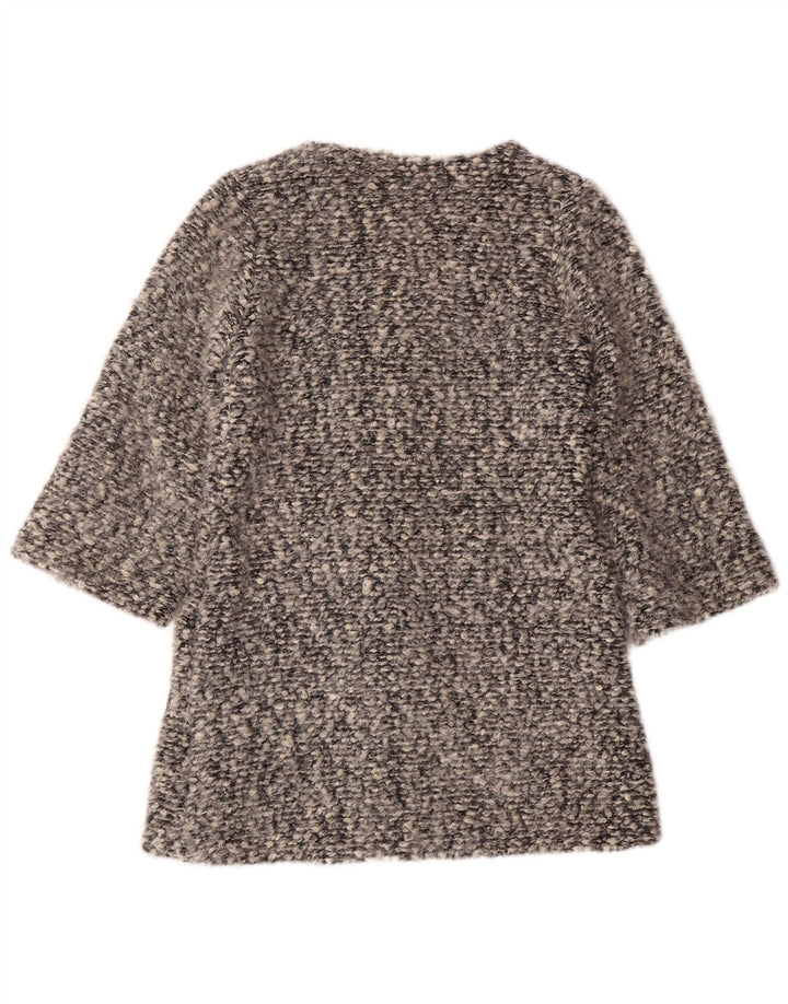 VINTAGE Womens Longline 4 Button Blazer Jacket UK 12 Medium Grey Flecked