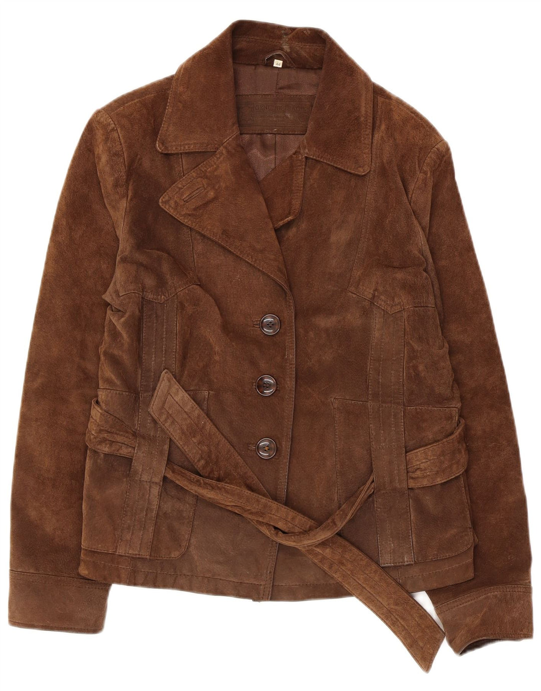 C & A Womens Suede Jacket IT 44 Medium Brown Leather