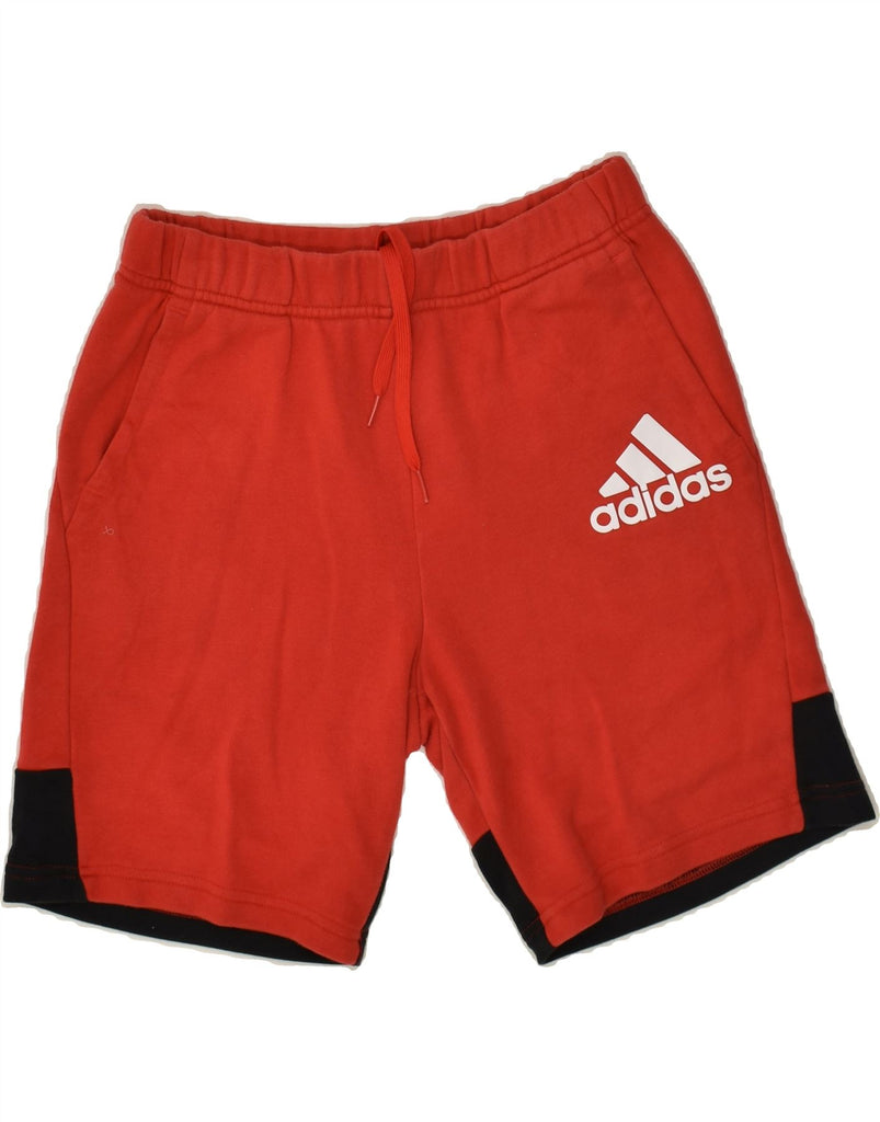 ADIDAS Boys Graphic Sport Shorts 13-14 Years Red Colourblock Cotton Vintage Adidas and Second-Hand Adidas from Messina Hembry 