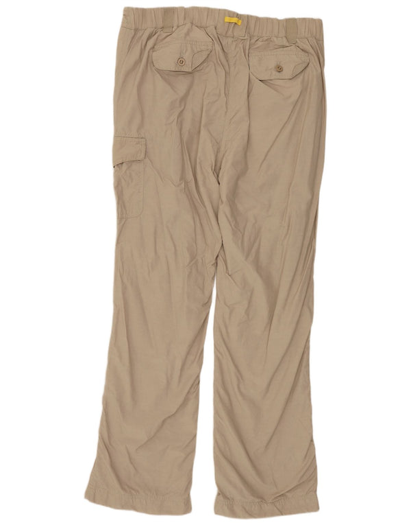 Lands End Womens Straight Cargo Trousers US 14 XL W36 L32 Beige Cotton