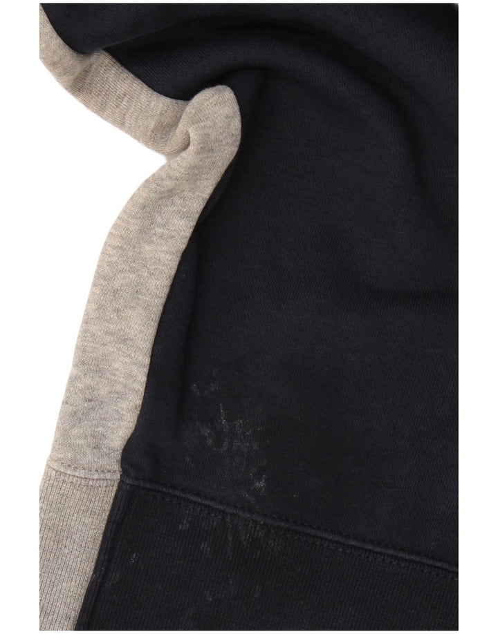 Champion Mens Graphic Zip Hoodie Sweater Large Navy Blue Colourblock Cotton