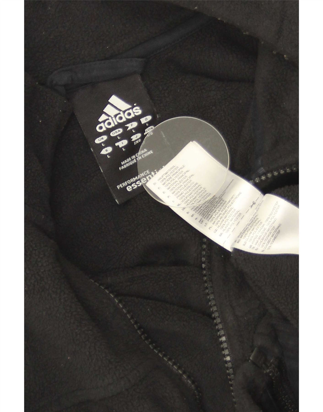 Adidas Mens Fleece Jacket UK 40 Large Black Polyester