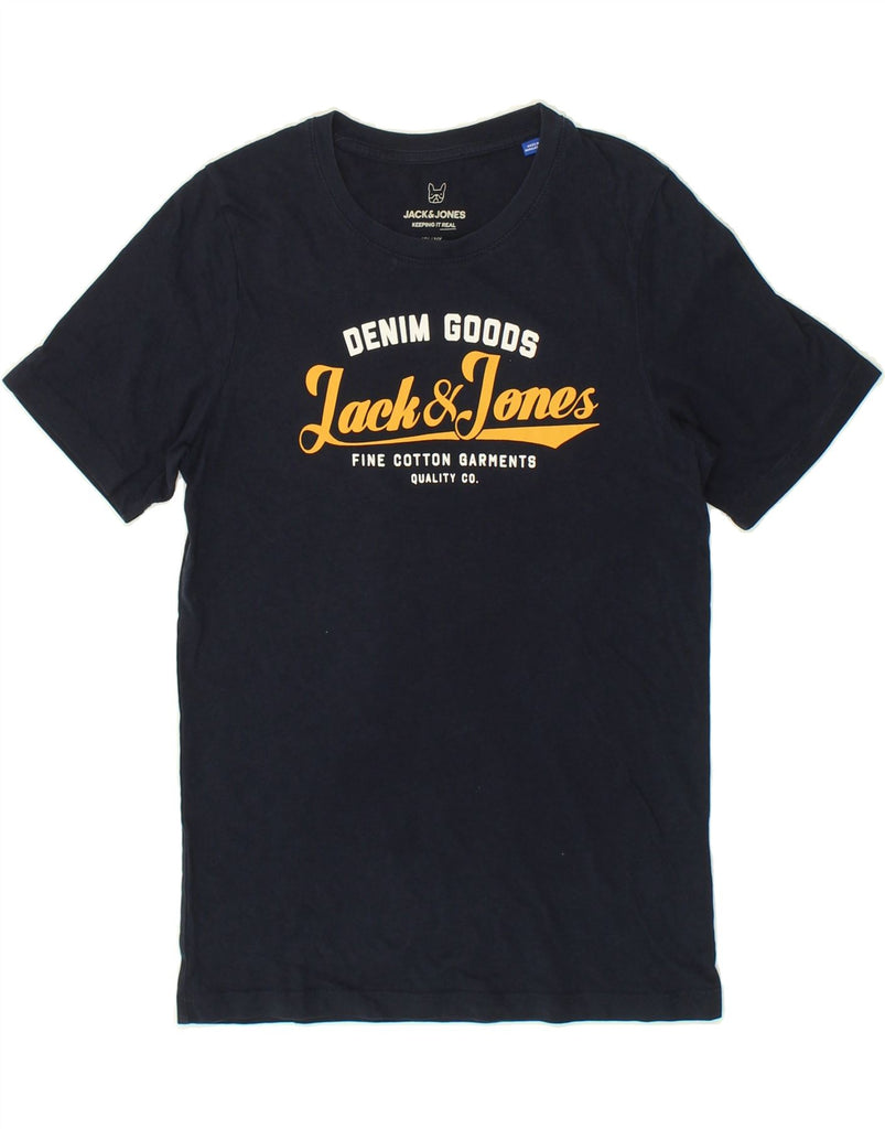 JACK & JONES Boys Graphic T-Shirt Top 13-14 Years Navy Blue Cotton | Vintage Jack & Jones | Thrift | Second-Hand Jack & Jones | Used Clothing | Messina Hembry 