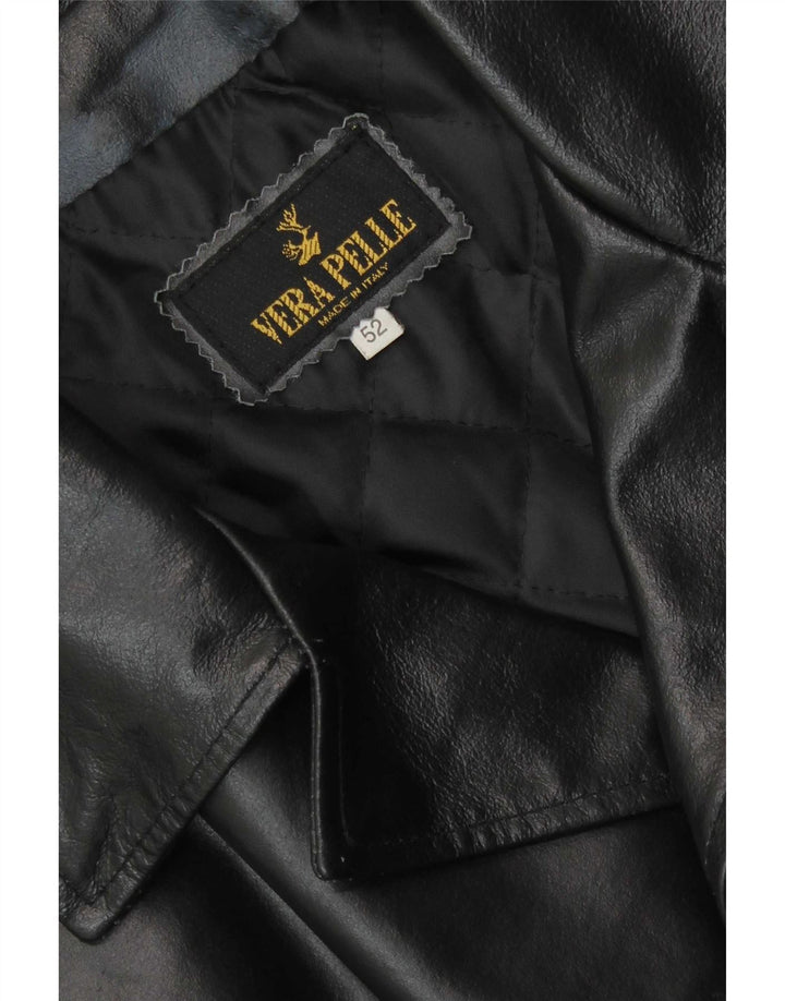 Vintage Mens Leather Jacket IT 52 XL Black Leather