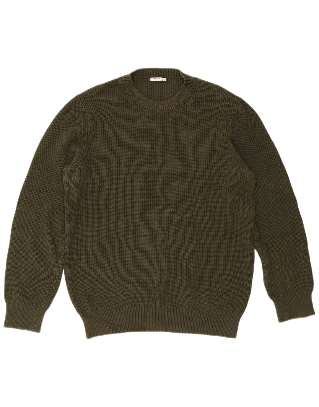 Carrera Mens Crew Neck Jumper Sweater Large Khaki Cotton