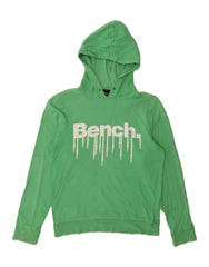 BENCH Mens Graphic Hoodie Jumper Medium Green Polyester