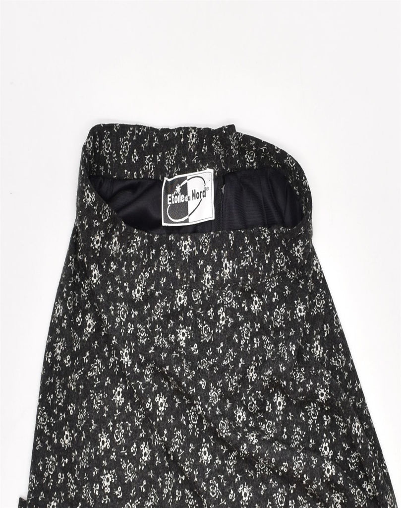 VINTAGE Womens A-Line Skirt W26 Small Black Floral Cotton | Vintage | Thrift | Second-Hand | Used Clothing | Messina Hembry 