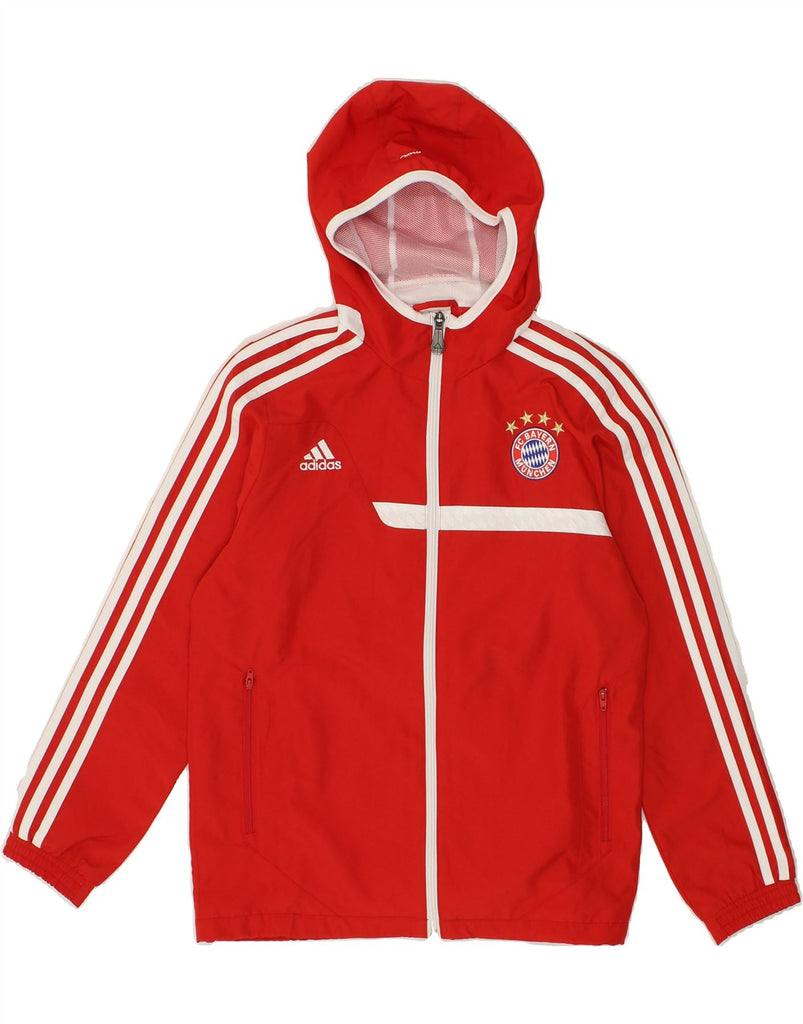 ADIDAS Boys Hooded Tracksuit Top Jacket 11-12 Years Red Polyester | Vintage Adidas | Thrift | Second-Hand Adidas | Used Clothing | Messina Hembry 