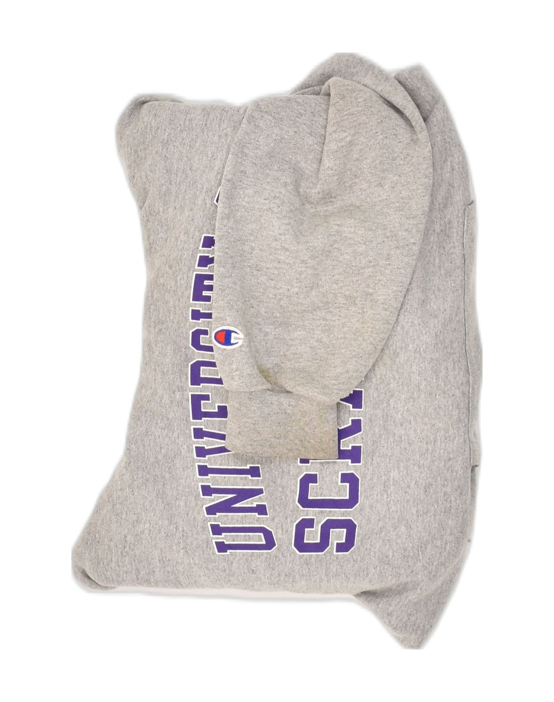 CHAMPION Mens Graphic Hoodie Jumper Small Grey Cotton Vintage Champion and Second-Hand Champion from Messina Hembry 