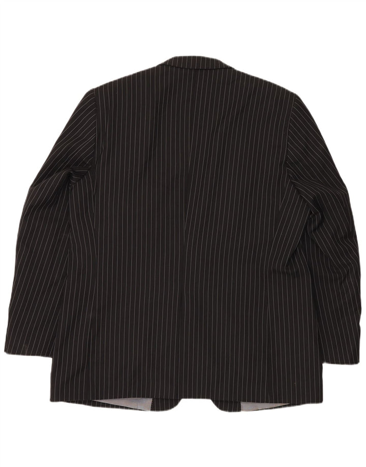 Kartel Mens 2 Button Blazer Jacket UK 48 4XL Black Pinstripe Polyester