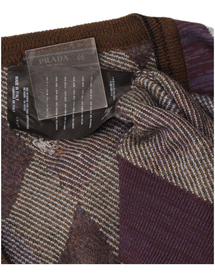 Prada Mens V-Neck Jumper Sweater IT 50 Medium Purple Designer