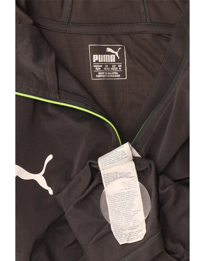 PUMA Mens Hooded Zip Neck Pullover Tracksuit Top Medium Grey Colourblock