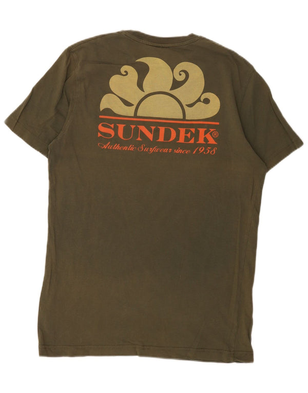 Sundek Mens Graphic T-Shirt Top Small Green Cotton