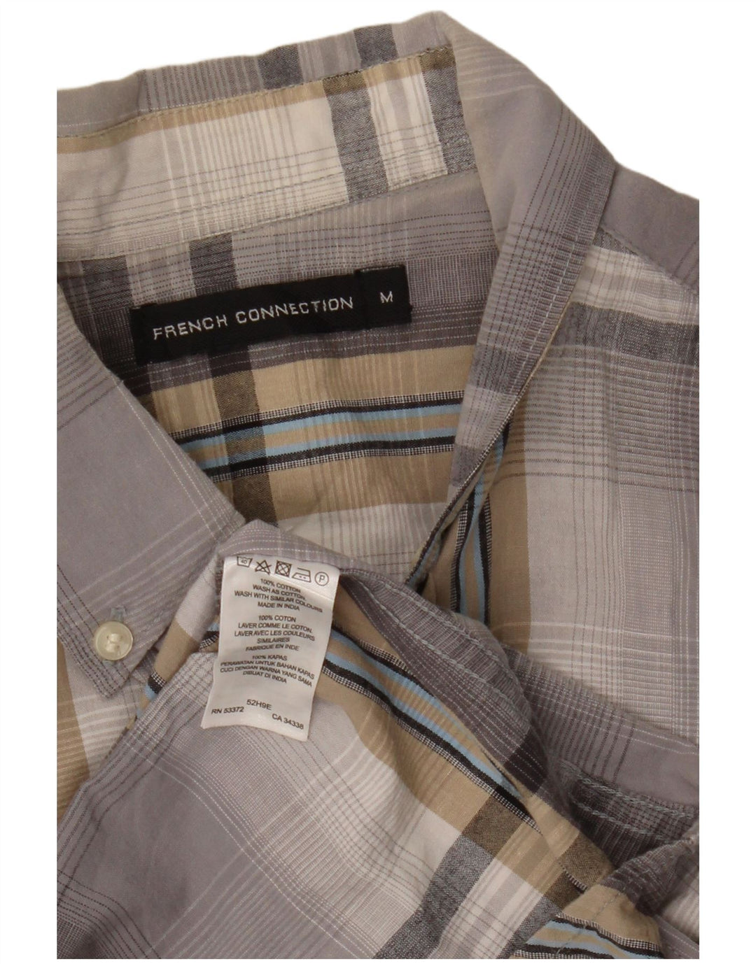 French Connection Mens Shirt Medium Grey Check Cotton