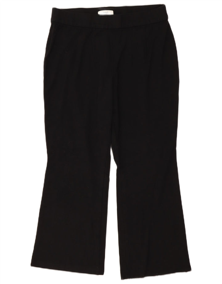 MARKS & SPENCER Womens Bootcut Cropped Trousers UK 16 Large W32 L25 Black