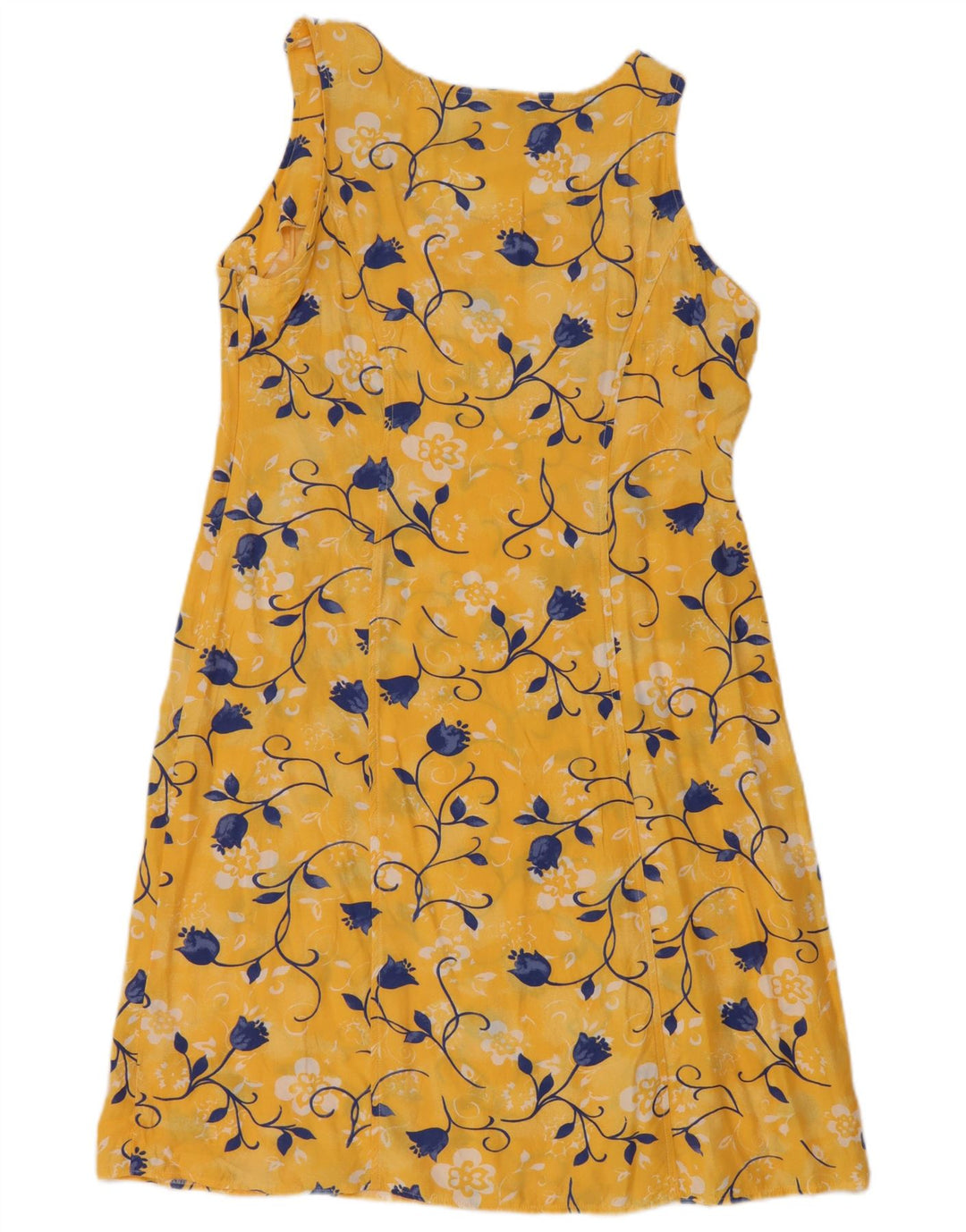 Vintage Womens Sleeveless Basic Dress EU 40 Medium Yellow Floral